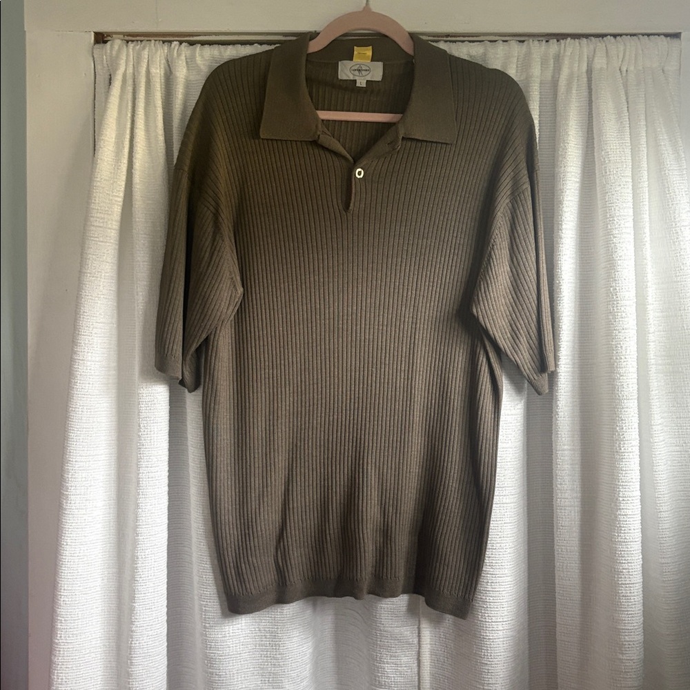 Linea Uomo Brown Ribbed Polo Shirt size Large